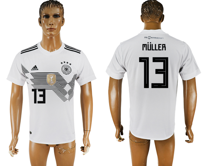 2018 world cup Maillot de foot GERMANY #13 MULLER WHITE.jpg